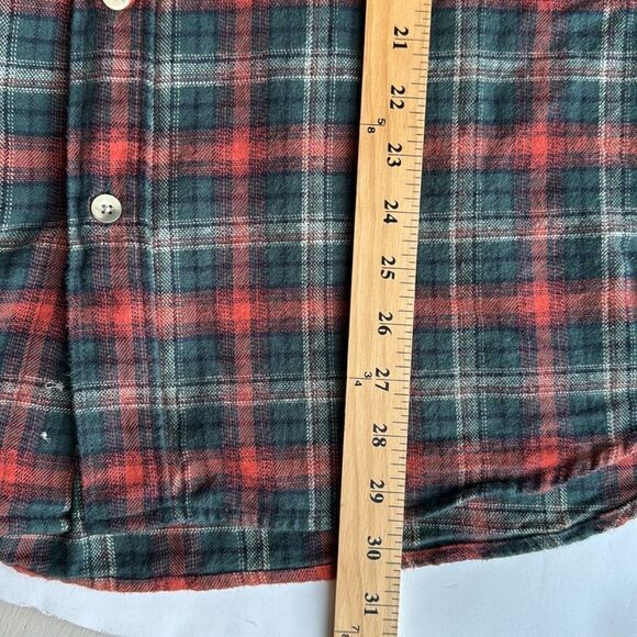 CQR‎ Flannel Button Up Shirt Dark Red / Orange Green Plaid Mens Size XL - Picture 13 of 13